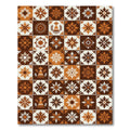 Terracotta Brown Floral Tiled Medallions Rug