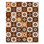 Terracotta Brown Floral Tiled Medallions Rug