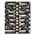 Rustic Monochrome Stacked Log Abstract Rug