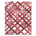 Geometric Crimson Interlocking Linear Grid Rug