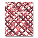 Geometric Crimson Interlocking Linear Grid Rug