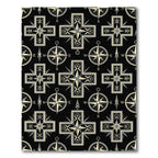 Dark Gray Compass Cross Mosaic Rug