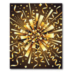 Golden Celebration Confetti Burst Art Rug