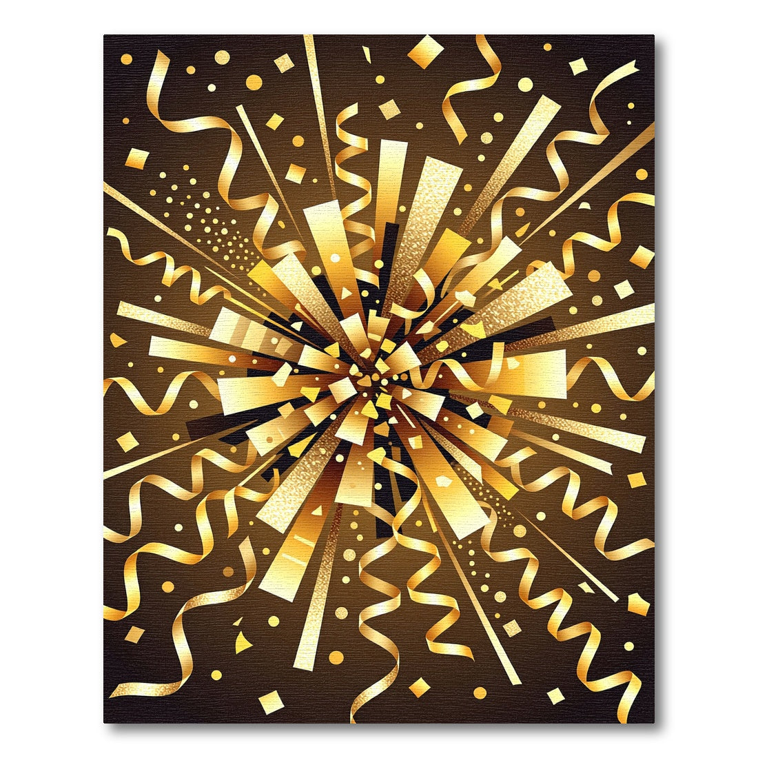 Golden Celebration Confetti Burst Art Rug
