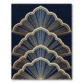 Elegant Navy Gold Art Deco Fan Rug