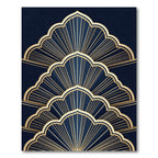 Elegant Navy Gold Art Deco Fan Rug