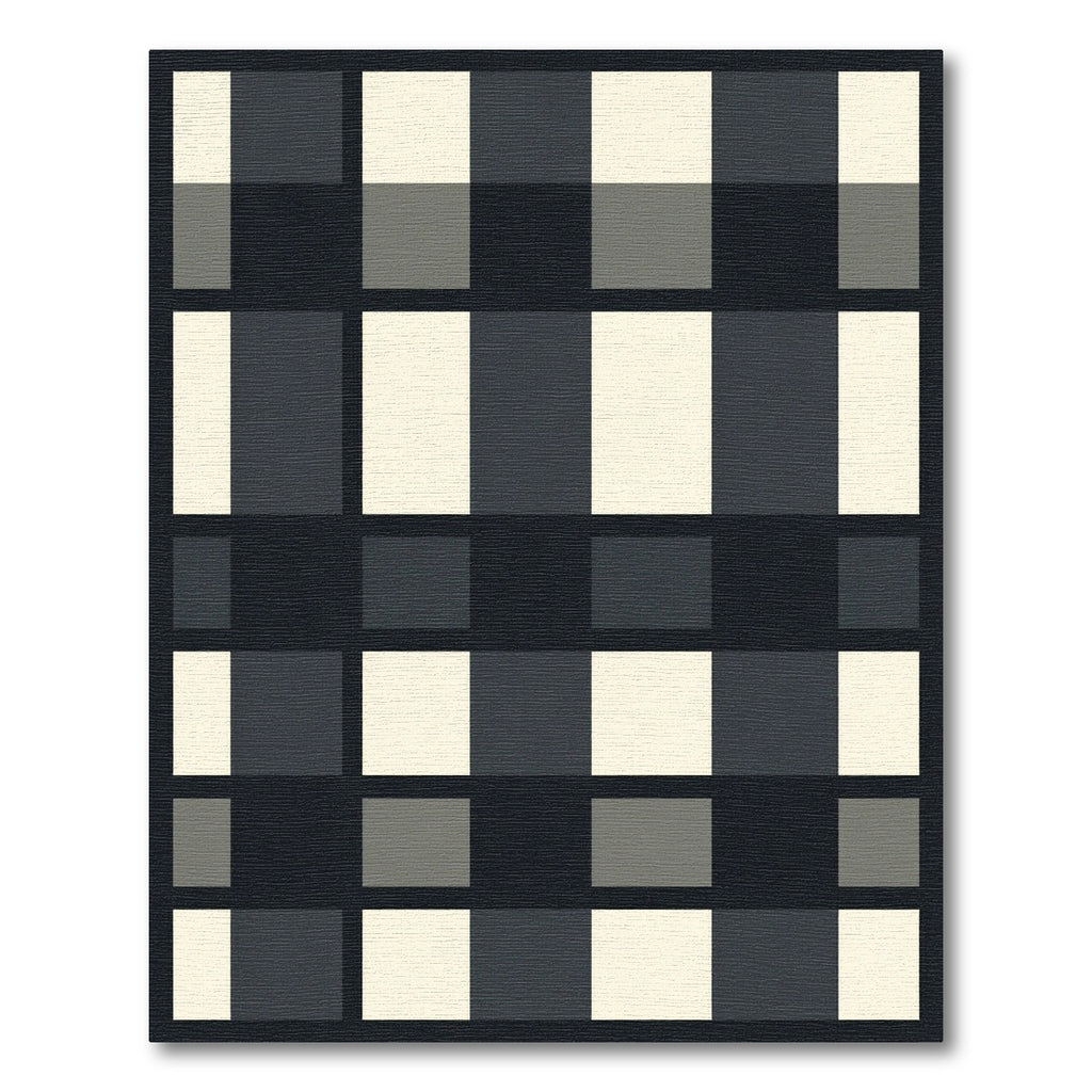 Monochromatic Geometric Checkerboard Squares Rug