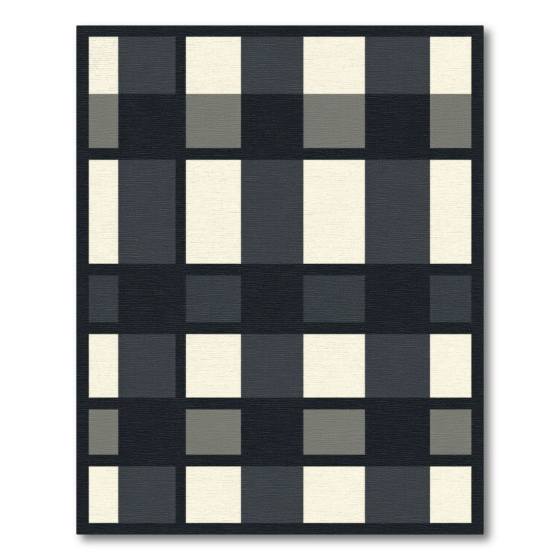 Monochromatic Geometric Checkerboard Squares Rug