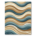Earthy Blue Cream Wave Flow Rug