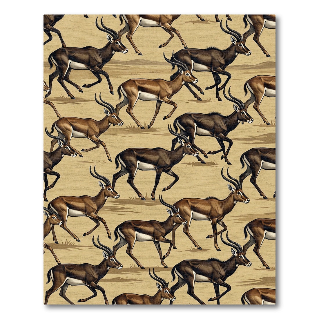 Earth Tone Gazelle Silhouette Savanna Rug