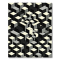 Monochrome Isometric Geometric Cube Rug