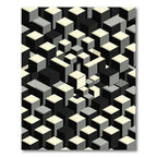 Monochrome Isometric Geometric Cube Rug