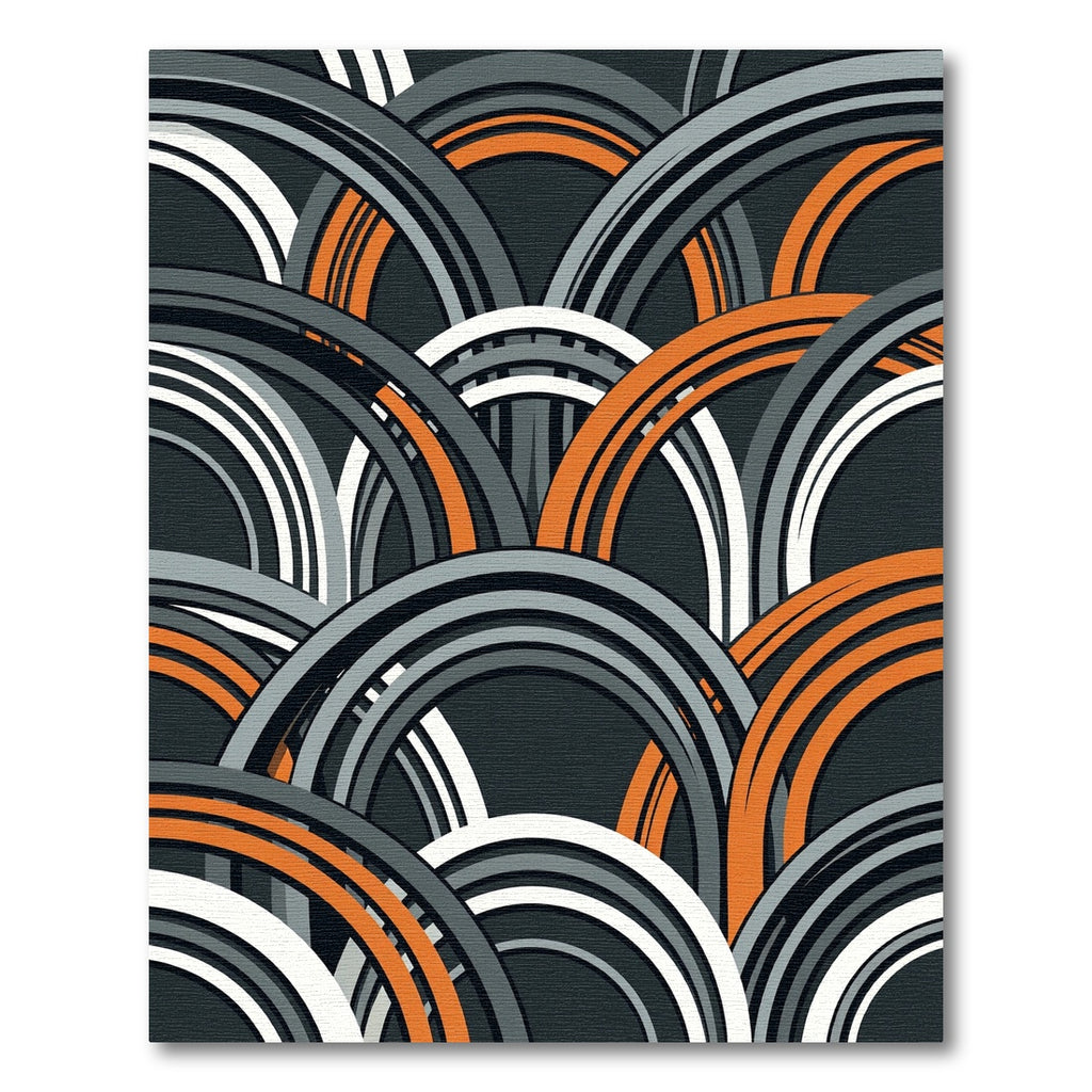 Modern Geometric Arched Gray Orange Rug