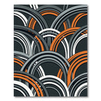 Modern Geometric Arched Gray Orange Rug