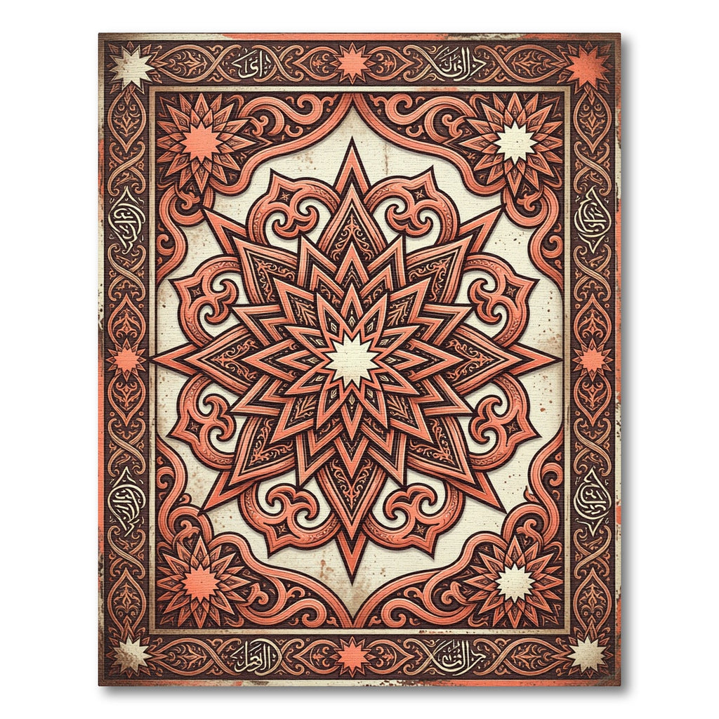 Ornate Terracotta Starburst Medallion Rug