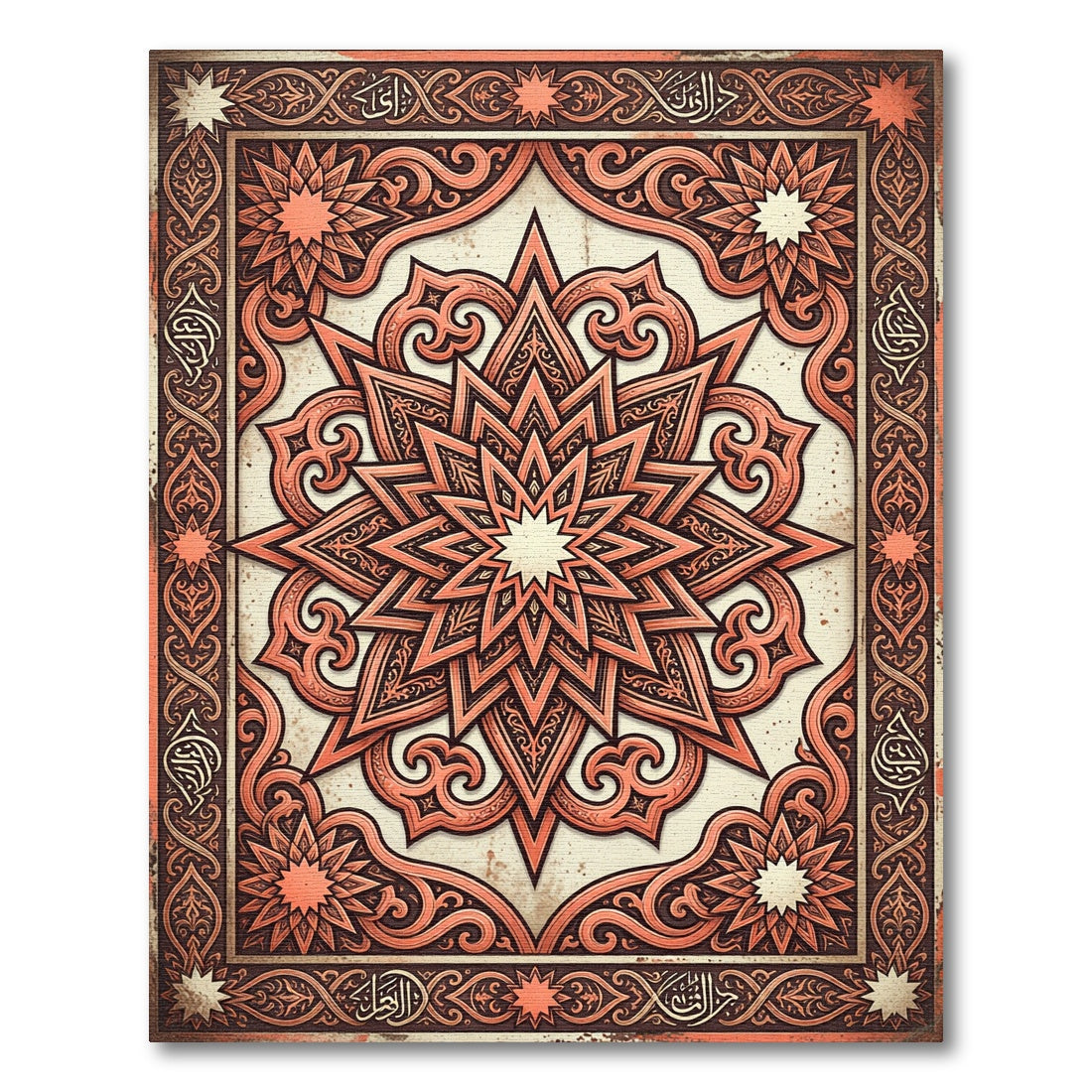 Ornate Terracotta Starburst Medallion Rug