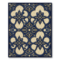 Deep Blue Gold Floral Arabesque Rug