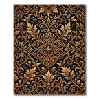 Elegant Gold Floral Damask Rug