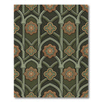 Sage Green Gothic Arch Floral Medallion Rug