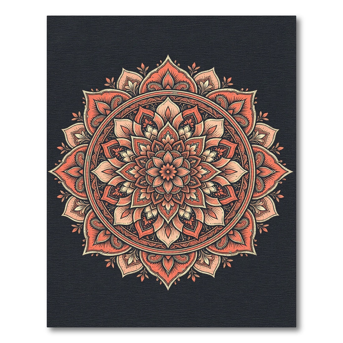 Coral Blossom Mandala Circular Intricate Rug