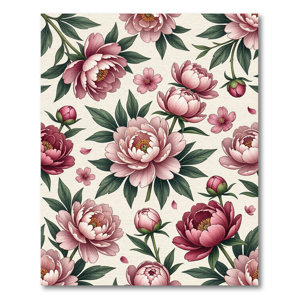 Romantic Pink Floral Peony Medallion Rug