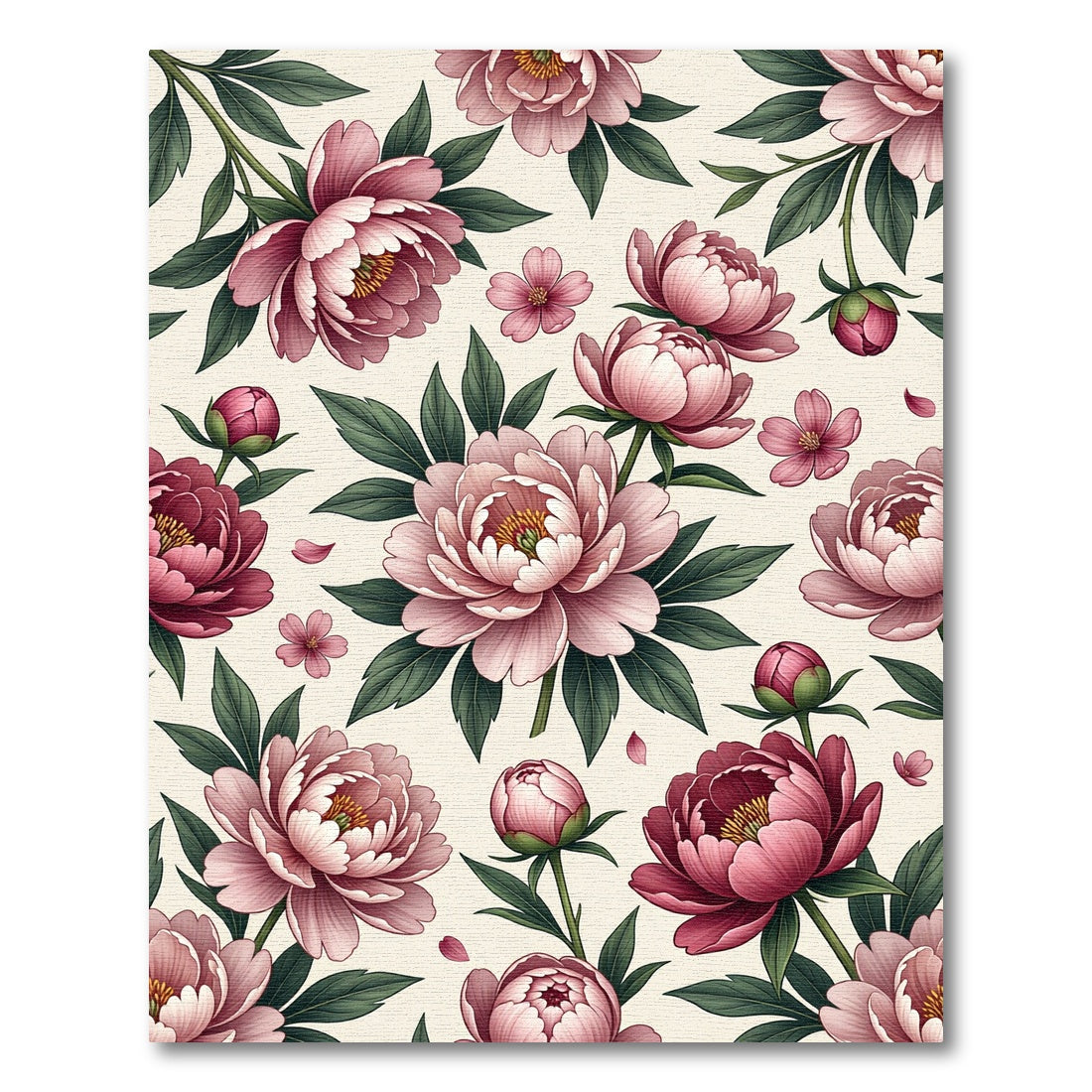 Romantic Pink Floral Peony Medallion Rug
