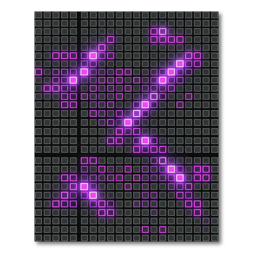 Neon Pink Grid Abstract Digital Art Rug
