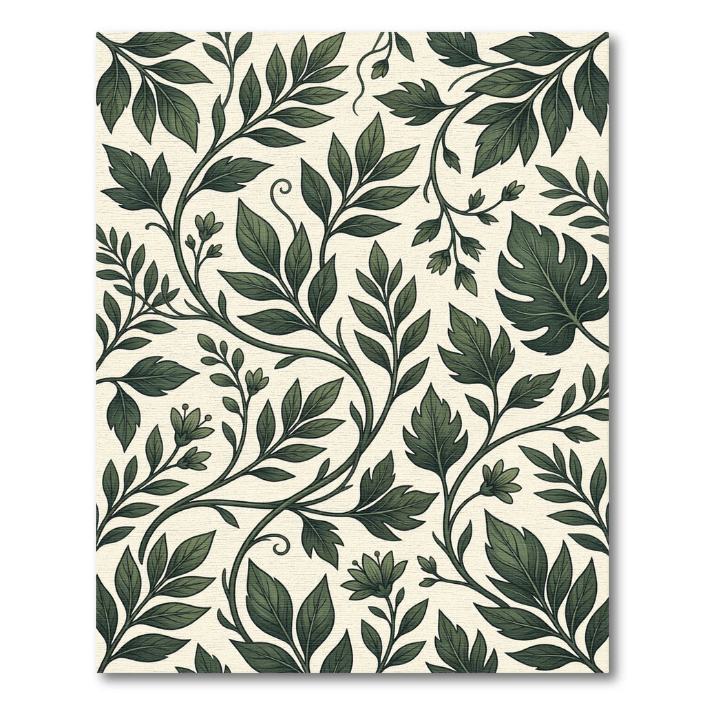 Deep Green Botanical Vine Flourish Rug