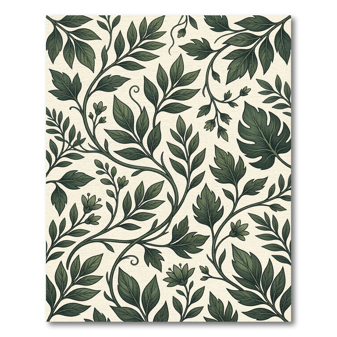 Deep Green Botanical Vine Flourish Rug