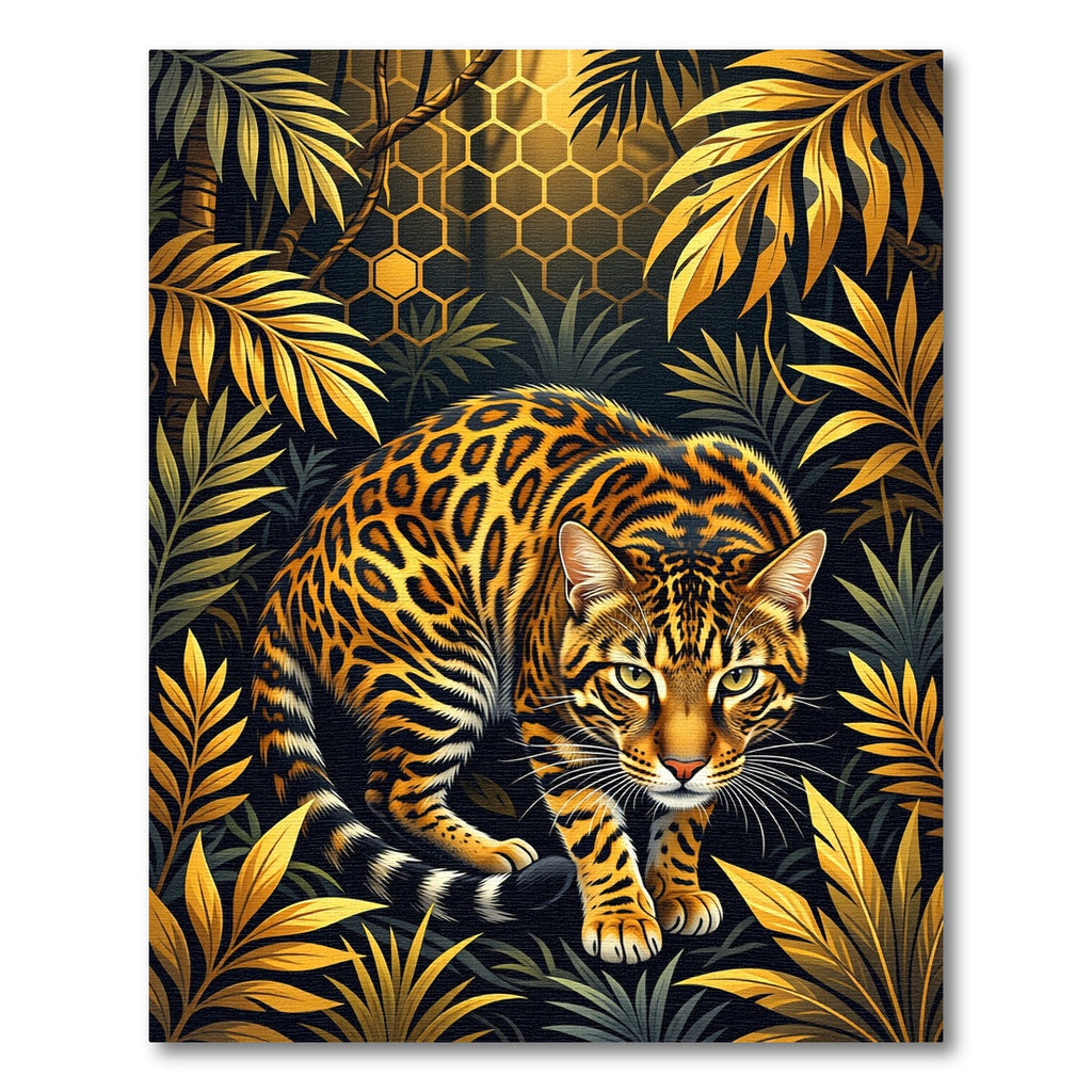 Golden Leopard Jungle Hexagon Rug