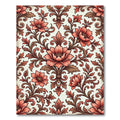 Coral Rose Floral Scrolling Vine Rug