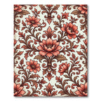 Coral Rose Floral Scrolling Vine Rug