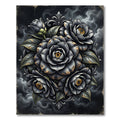 Gothic Monochrome Rose Floral Arrangement Rug