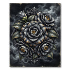 Gothic Monochrome Rose Floral Arrangement Rug