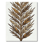 Golden Botanical Fern Leaf Feather Rug