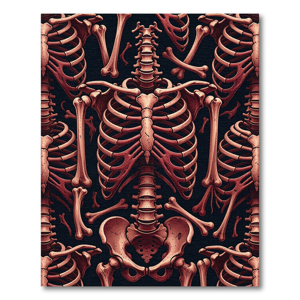 Gothic Crimson Anatomical Skeleton Bone Composition Rug