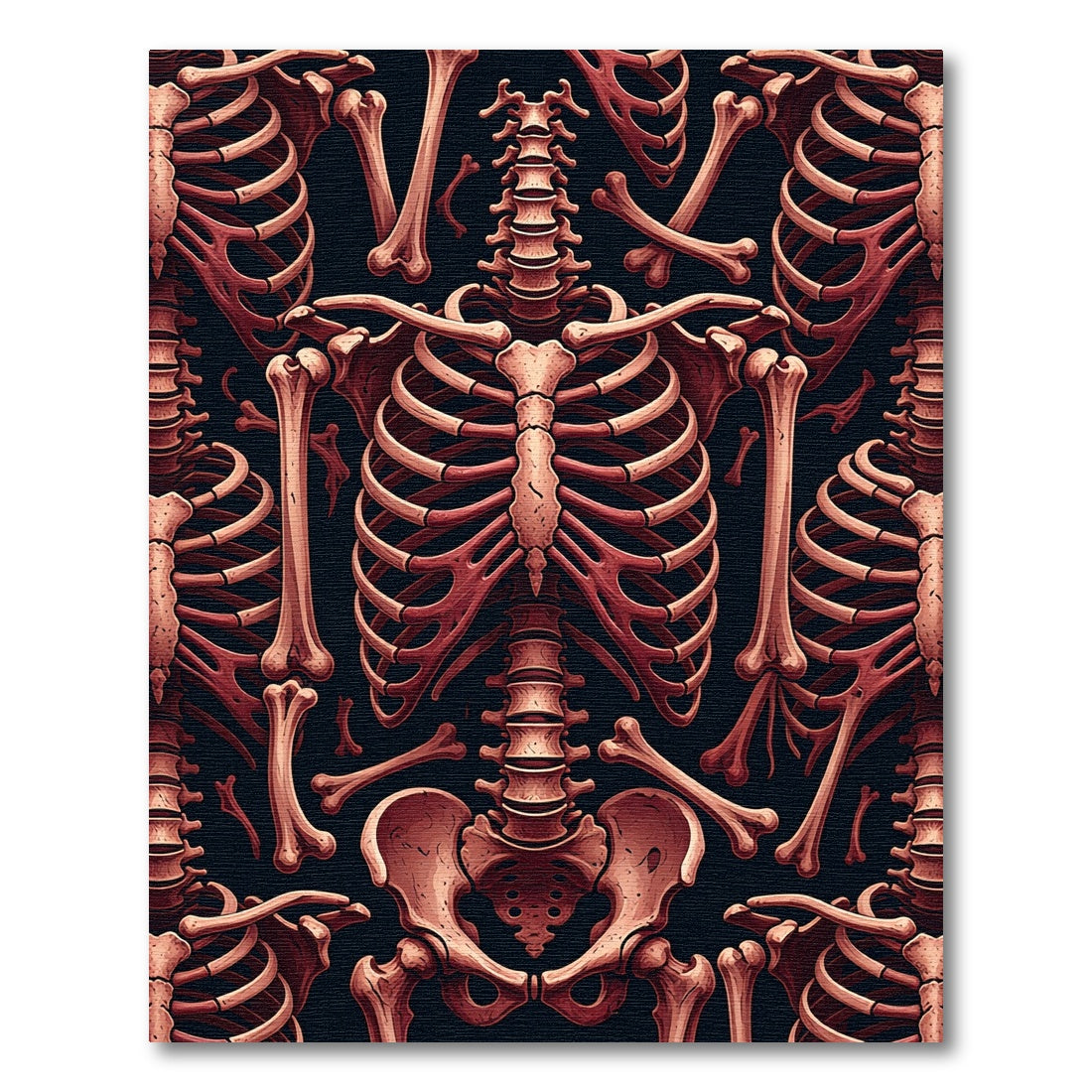 Gothic Crimson Anatomical Skeleton Bone Composition Rug
