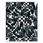 Monochrome Abstract Tooth Checkered Art Rug