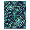 Elegant Teal Botanical Lotus Flourish Rug