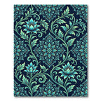 Elegant Teal Botanical Lotus Flourish Rug
