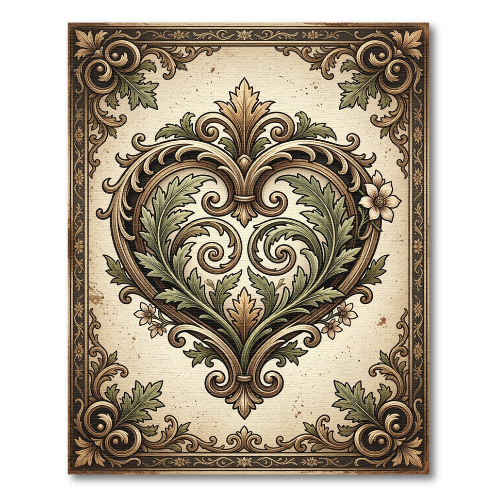 Elegant Ornate Heart Scroll Tapestry Rug