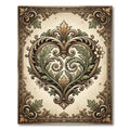 Elegant Ornate Heart Scroll Tapestry Rug