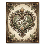 Elegant Ornate Heart Scroll Tapestry Rug