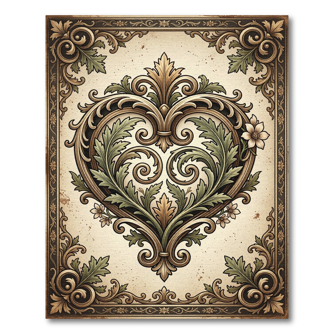 Elegant Ornate Heart Scroll Tapestry Rug