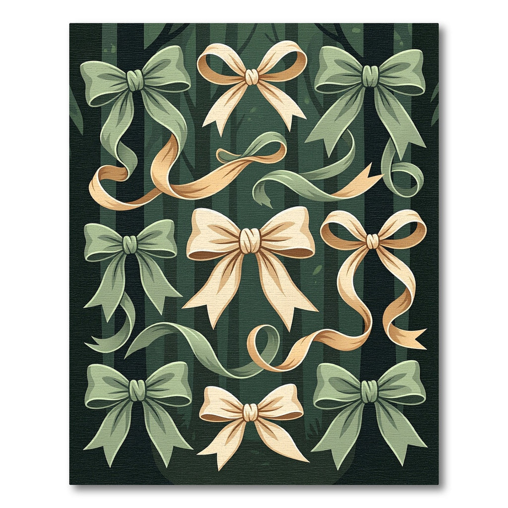 Sage and Cream Ribbon Forest Bows Rug