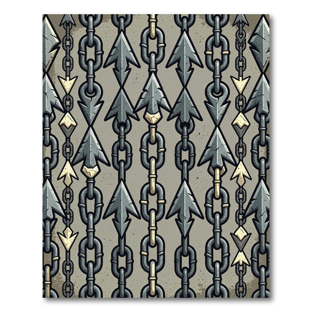 Gray Chain Arrow Motif Rug
