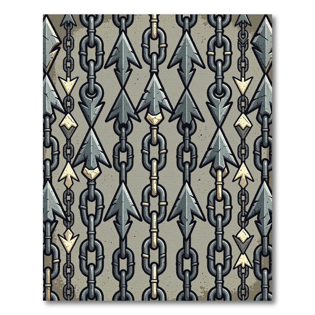 Gray Chain Arrow Motif Rug