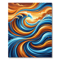 Abstract Golden Wave Swirls and Sunset Rug