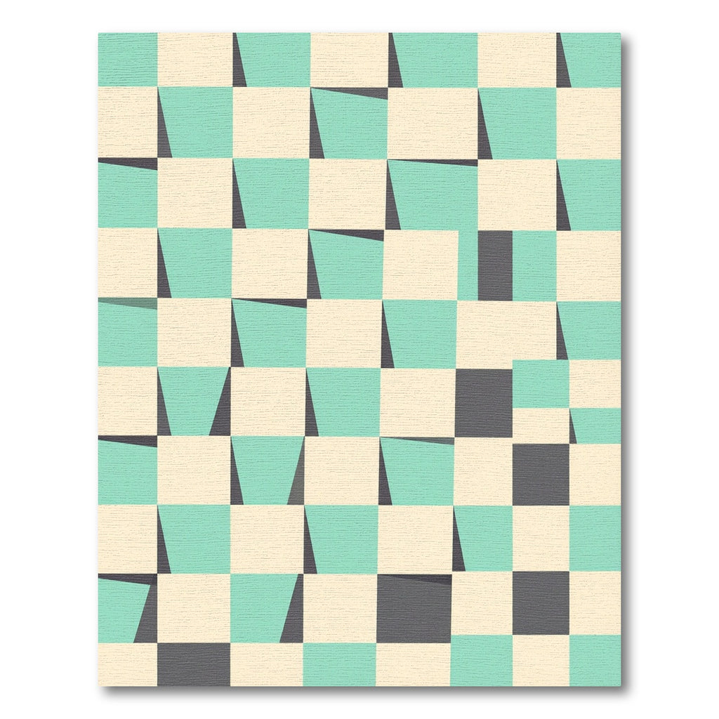 Aqua Cream Geometric Tilted Squares Rug
