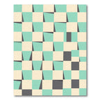 Aqua Cream Geometric Tilted Squares Rug